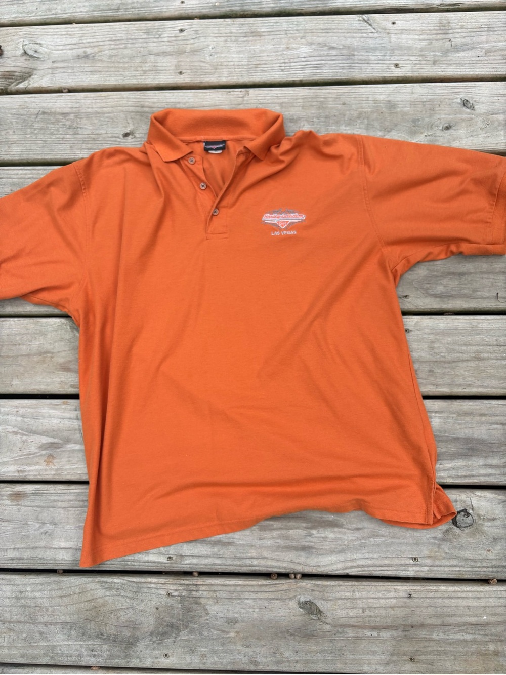 Vintage Harley-Davidson Orange Short-Sleeve Polo with Chest Logo